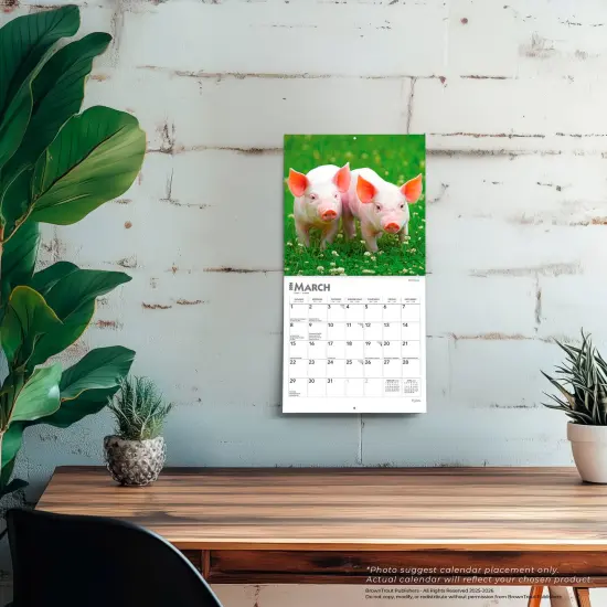 Piglets | 2026 7 x 14 Inch (Hanging) Monthly Mini Wall Calendar {5}