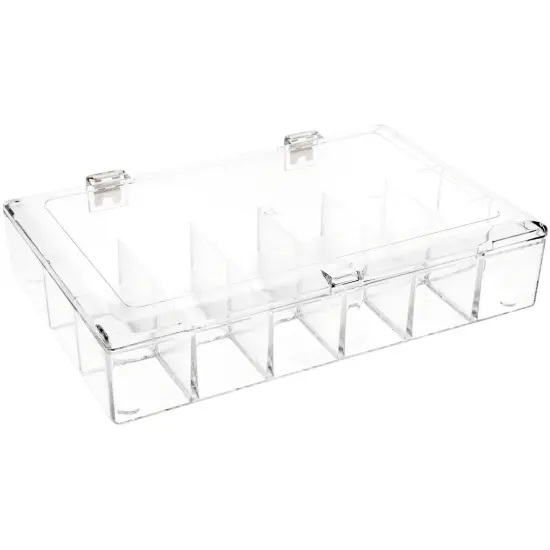 Pioneer Plastics 650C Clear Rectangular Plastic Hinged Divided Container, 9.5" W x 6.25" D x 1.5625" H {1}