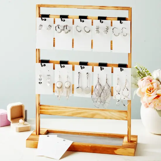 White Earring Display Cards, 200-Pack Hanging Earring Cards for Selling, Packaging, Storage, 500 GSM Thick and Sturdy Paper Material, Jewelry Holders (3.5x2 in) {3}