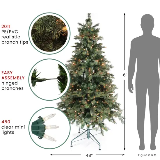 Northlight Pre-Lit Medium Savannah Spruce Artificial Christmas Tree - 6' - Clear Lights Green {5}