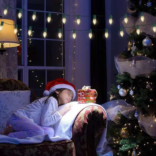 C7 LED Frosted White String Lights Outdoor 25Ft {3}