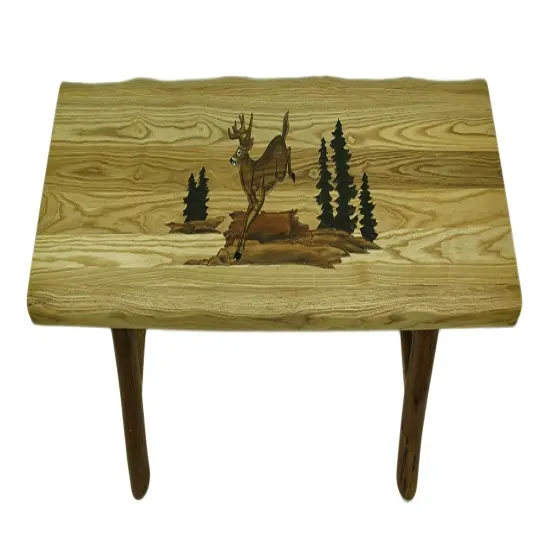 Hand Crafted Rustic Solid Hardwood Jumping Deer Bench 47 in. {1}