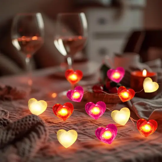 Heart String Lights, 10FT 30 LED Heart Shaped Fairy Lights Battery Operated Room Decor Mothers Day Decor for Home Bedroom Wedding Anniversary Party {3}