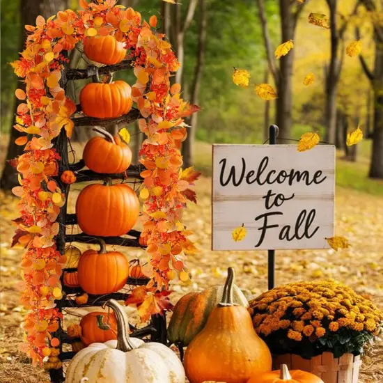 2 Packs Artificial Fall Garland with Eucalyptus Leaves {1}