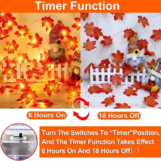 Maple Leafed Fall Garland with Lights Fall Decor {3}