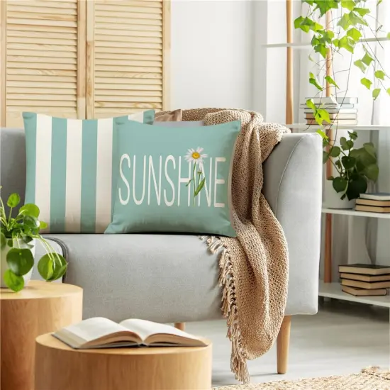 Spring Pillow Covers 18x18 Teal Spring Summer Decorations Hello Spring White Daisy Throw Pillow Covers Summer Sunshine Farmhouse Cushion Case for Sofa Couch Set of 4 {3}