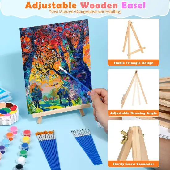 10Pack 8x10 Inch Canvas and Easel Set for Adults {4}