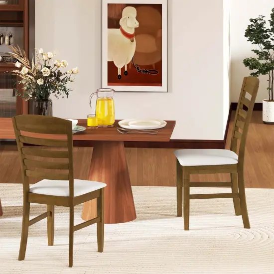 Costway Wood Dining Chairs Set of 2/4 Fabric Upholstered Side Chairs with Rubber Wood Frame {4}