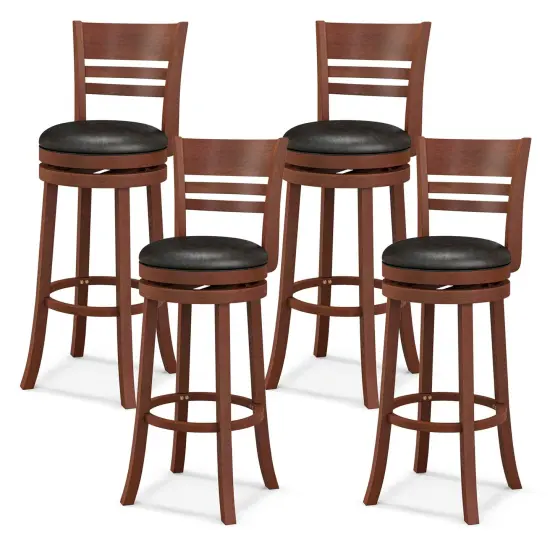Costway Set of 4 Bar Stools Swivel Bar Height Dining Chairs with Backrests & Footrests {1}