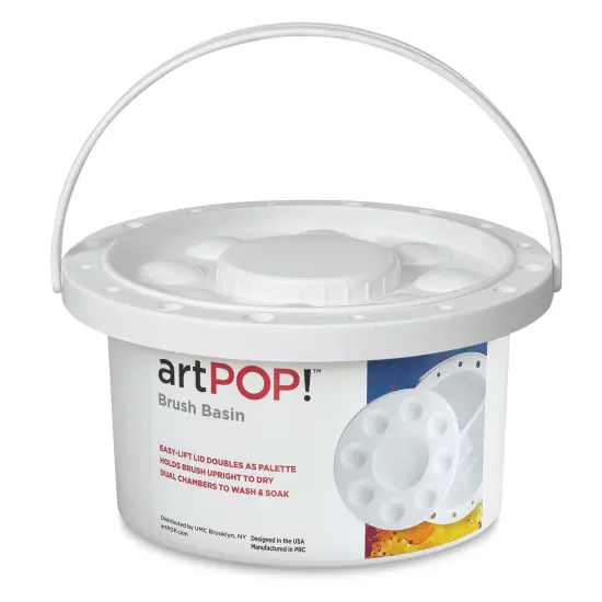 artPOP! Brush Basin, Multi-Use Brush Tub with Paint Brush Holder, Dual Chamber Artist Brush Washer with Palette Lid {3}