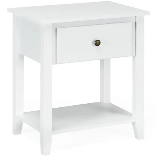 Costway Nightstand Beside Table Chest Sofa Table End Table Accent Table White {7}
