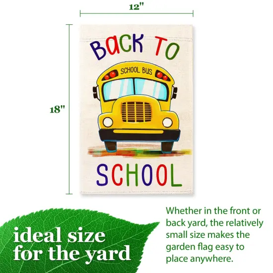 G128 Back to School Bus Garden Flag 12x18 In Double Sided Back to School Yard Garden Lawn Decoration {4}