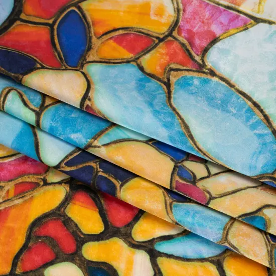 1 Yard Silk Charmeuse Fabric Stained Glass Flower 53 inch Width {3}