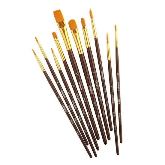 KINGART&reg; Gold Nylon Brush Set 10 pc {3}