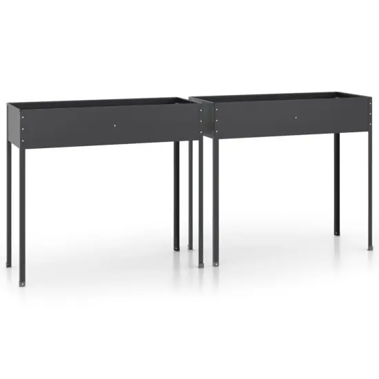 vidaXL Garden Planters 2 pcs Anthracite Galvanized Steel {2}