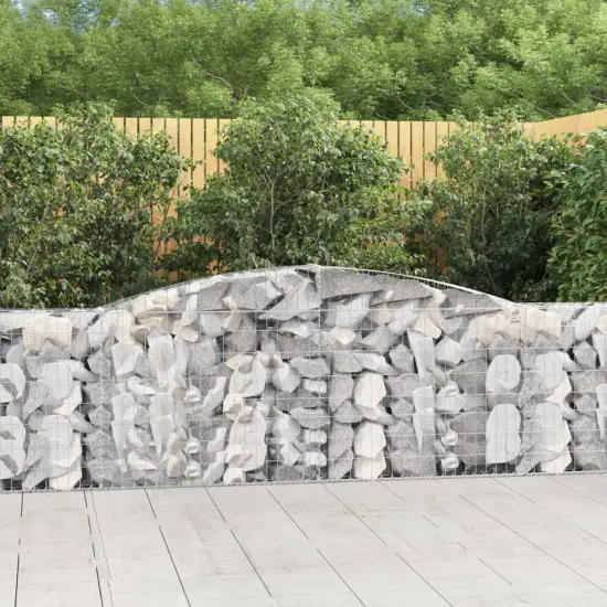 vidaXL Arched Gabion Baskets 2 pcs 157.5"x11.8"x39.4"47.2" Galvanized Iron {1}