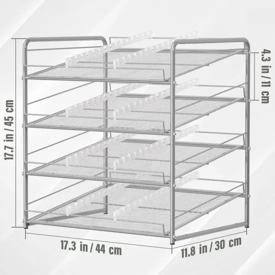 Can Rack Organizer 4-Tier Metal Can Rack Organizer Holds Up to 48 Cans, Can Dispenser for Pantry, Kitchen, Cabinets and Countertops Silver {2}