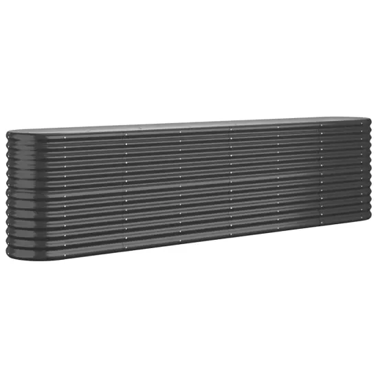 vidaXL Garden Raised Bed Powder-coated Steel 102.4"x15.7"x26.8" Anthracite {2}