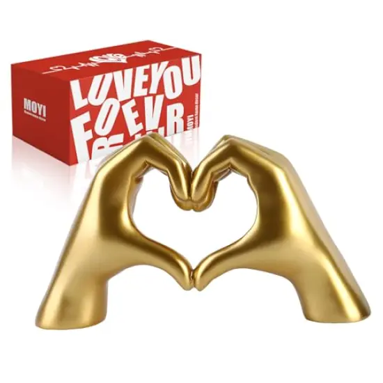 Gold Decor for Living Room Bedroom Bookshelf Coffe Table, Love Finger Aesthetic Statues Boho Wedding Accents Decorations, Knick Knacks Home Decor for Shelves {2}