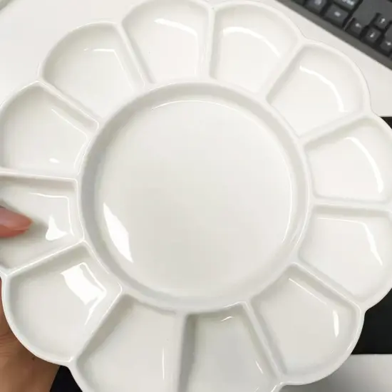 8 Inch Porcelain Watercolor Palette, Mixing Ceramic Watercolor Palette, Mixing Tray Paint Palett for Watercolor Gouache Acrylic Oil Painting 13-Well {4}