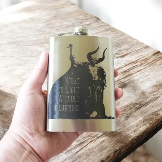 8oz What Is Light Without Darkness Stainless Steel Flask {2}