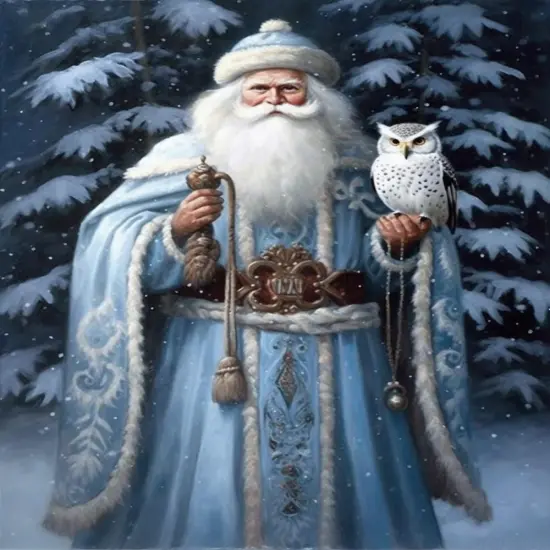 Santa Claus with Eagle Diamond Dots Arts Crafts Diamond Painting Kit {1}