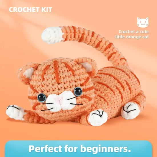 Crochet Kit for Beginners (1 Pack Orange cat) {2}