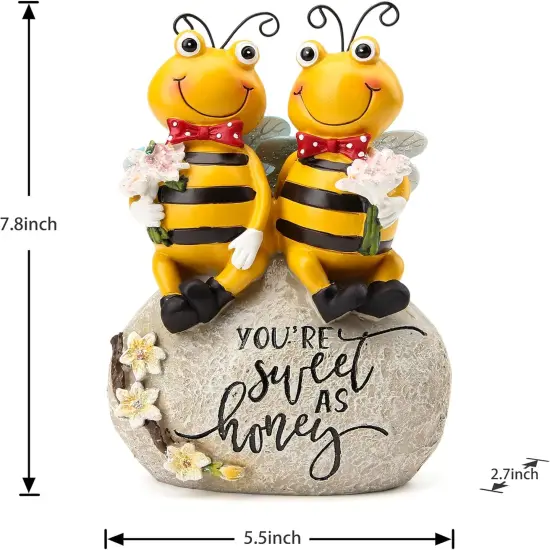 bee Statue for Garden Decorations,Honey bee Figurine for Outdoor Patio Lawn Porch Yard Backyard Outside Indoor Shelf Table Home Decor,Garden Sculptures & Statues,Spring Summer bee {2}