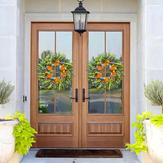 Spring Wreaths for Front Door Outside, Summer Green Wreath {3}