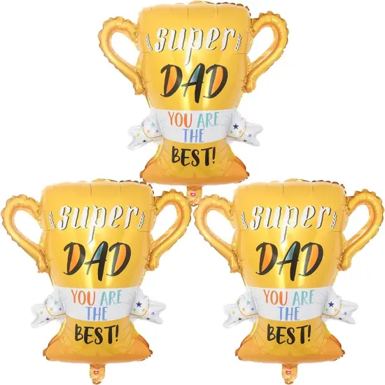 Trophy Balloon Father's Day Balloons Foil Balloons for Father's Day Themed Party Happy Father's Day Party Supplies Decorations Party Sets-3 PCS {1}