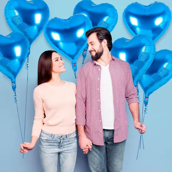 24 Pcs Blue Heart Balloons,18 inch Heart Shape Foil Balloons Love Balloons Valentine Balloons for Birthday Party Wedding Engagement Party Baby Shower Valentine Day Decorations (Blue) {4}