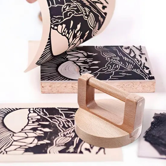 2Pack Block Printing Kit 4 Inch Hand Printed Linoleum Tools with Ergonomic Handle, Linocut Tools Block Printing Supplies for Hand Crafting, Block Printing, Linocut, Scrapbooking {5}