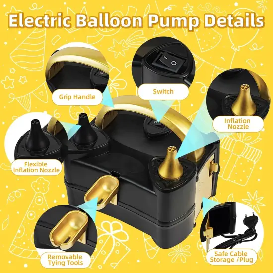 Balloon Pump Electric, Portable Balloon Inflator Pump Electric Air Pump for Balloons Dual Nozzle Electric Balloon Pump for Birthday Wedding Graduation Party Decorations {4}