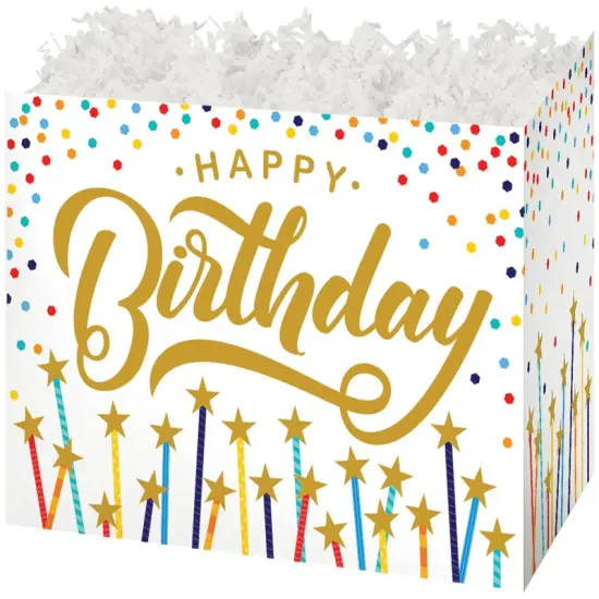Pack/6: Happy Birthday Stars Basket Box - 6-3/4 x 4 x 5" {1}
