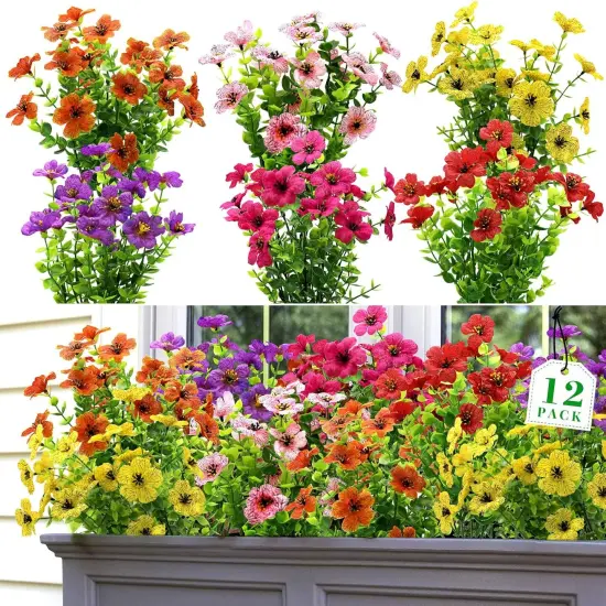 Artificial Summer Bouquets Faux Plants Flowers for Outdoors UV Resistant Fake Plants Flowers {1}