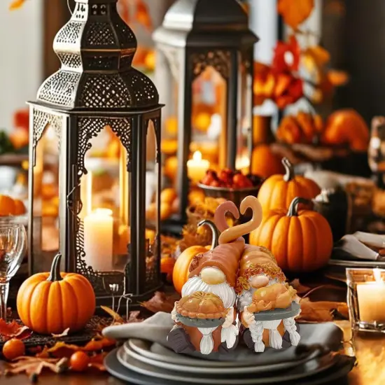 Resin Gnomes for Fall Decor Indoor Home(Orange and White) {6}