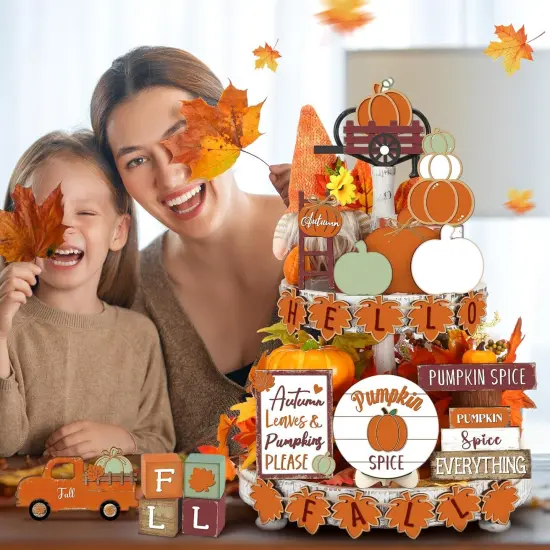 Fall Wood Bead Decorative Tabletop Sign for Autumn Thanksgiving Day(Retro) {2}