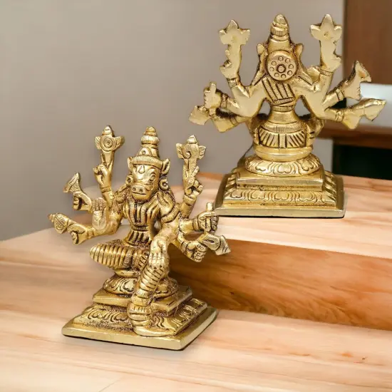 Brass Varahi Devi Statue Hindu Goddess Deity Matrikas Dandini Varahi Amman Idol for Pooja Room Home Temple Lord Vishnu&rsquo;s Varaha Avatar - Housewarming Navaratri Gift (3 Inches) {6}