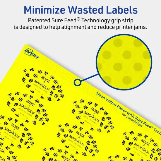 Avery Neon Yellow Paper Labels, 1" x 2" Oval {4}