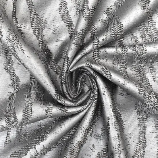 Metallic Silver-Black Tiger Printed Stretch Jersey Knit Fabric By the Yard {2}