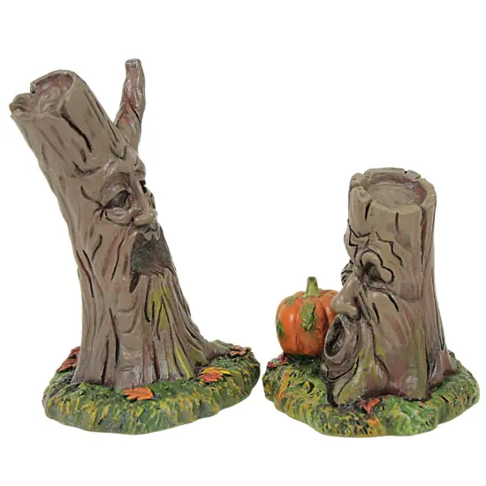 Department 56 Villages 4.0 Inch Scary Stumps Halloween Halloween Village , Halloween Decor Spooky Leaves Pumpkin Tree Brown {3}