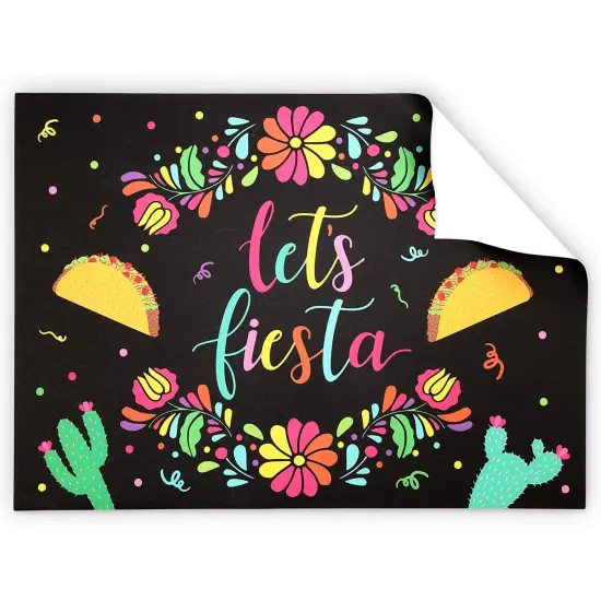 Cinco de Mayo Placemats, Let's Fiesta Table Decorations (10 x 14 In, 100 Pack) White {5}