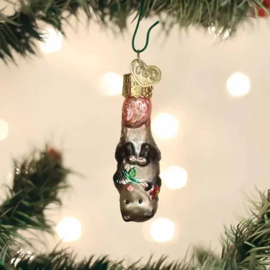 Old World Christmas 2.25 In Mini Opossum Christmas Tree Ornament , Gumdrops Collection Possum Gray {3}