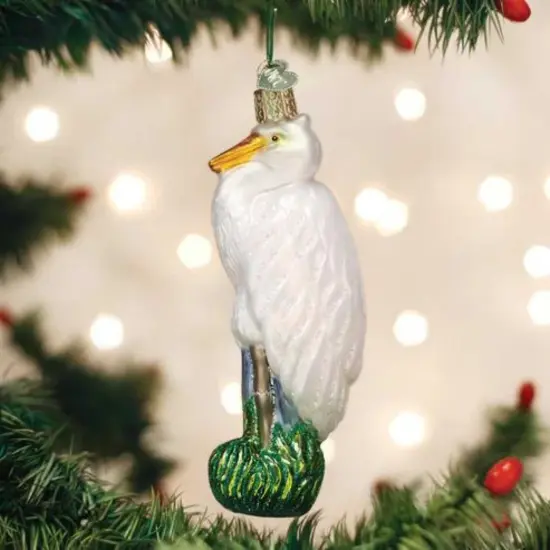 Old World Christmas 5.0 Inch Great Egret Christmas Tree Ornament , Ornament American Bird White {3}