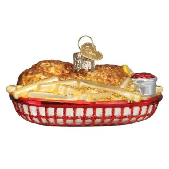 Old World Christmas 1.75 In Chicken Basket Tree Ornament , Red Basket Fries Ketchup Multicolored {1}