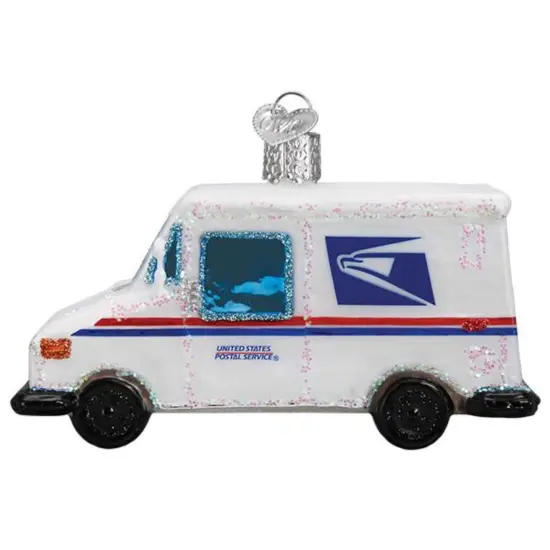Old World Christmas 2.25 In Usps Mail Truck Tree Ornament , Couriers Postal White {1}