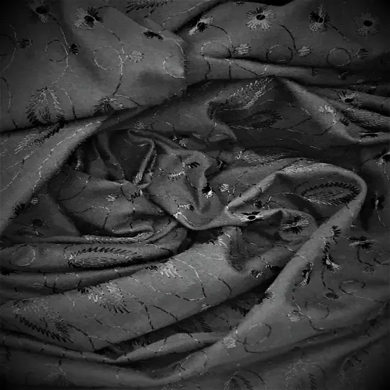 1 Yard Black Medium Eyelet Fabric with Double Border for Apparel and Craft Use 41/42 Inches Wide {1}