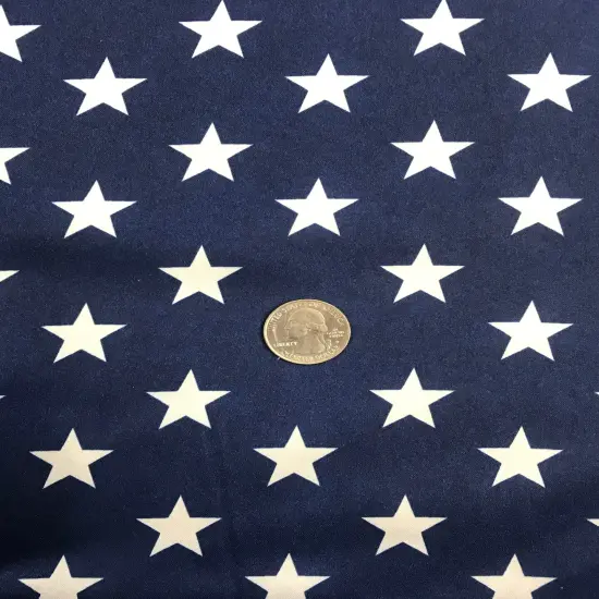 1 Yard White Star Charmeuse Satin Fabric Navy Background Shiny Non Stretch Polyester 60 Inch Width {3}