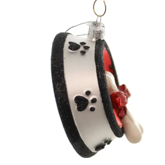 Noble Gems 4.25 In Dog Bone In Bowl Christmas Tree Ornament , Glass Ornament Pet Puppy Red {2}