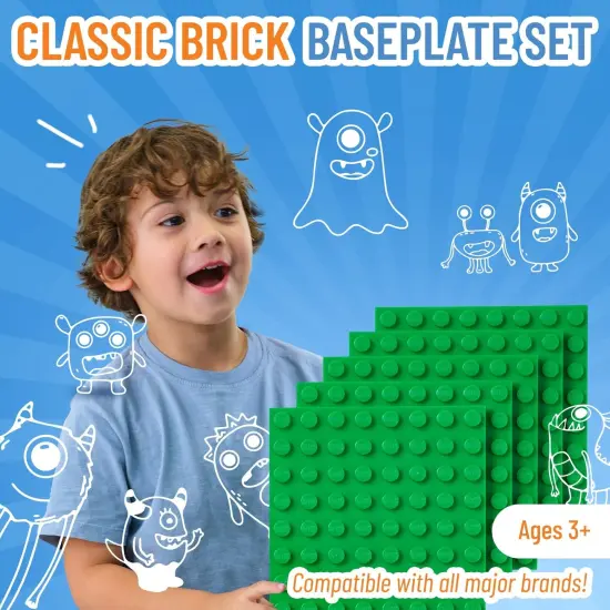 Strictly Briks Classic Building Brick Baseplates, Green, 20 Pieces, 8x8 Studs, Creative Play Set for Ages 3 and Up, 100% Compatible with All Major Brick Brands {2}